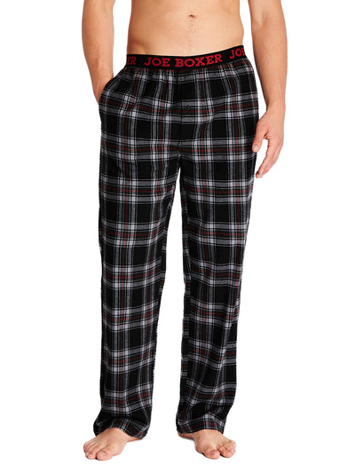 Joe Boxer men's lounge pajama pants navy plaid 100% cotton with comfortable logo waistband