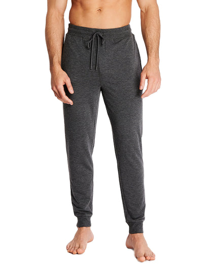Joe Boxer men's lounge jogger pants in solid charcoal with covered elastic waistband made of a combination of polyester rayon and spandex for ultimate comfort