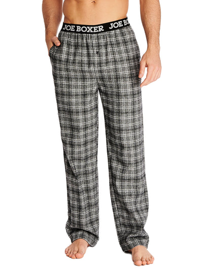 Joe Boxer men's flannel pants 100% cotton color grey plaid with comfortable logo waistband