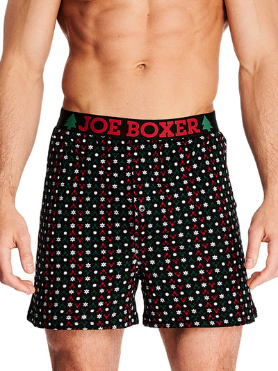 Joe Boxer men's loose boxer multi color boxer red white and green Christmas decorative with holiday Christmas elastic waistband