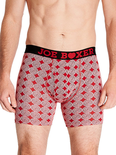 Joe Boxer men's boxer briefs red boxer brief with white color mazes in a circle shape with a heart in the middle