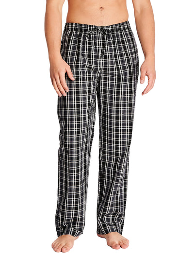 Joe Boxer men's cotton poplin pajama pants color black check with comfortable covered waistband
