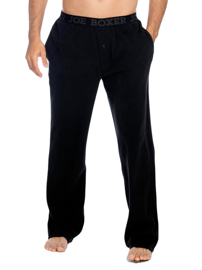 Joe Boxer men's microfleece pants 100% polyester color black with comfortable logo elastic waistband