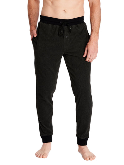 Joe Boxer men's lounge microfleece jogger type pants color solid charcoal and a comfortable covered elastic waistband