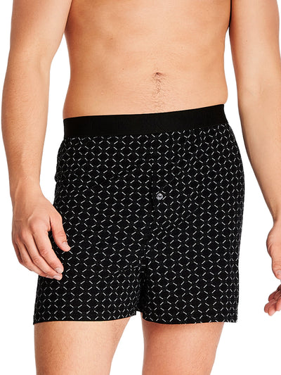 Joe boxer men's loose boxers black boxer with small details in white that resemble arrows with tonal logo elastic waistband