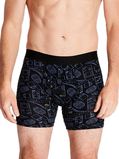 Joe Boxer Men's Boxer Briefs Joe Hipster Stuff Print 90s theme for the print, videogames shoes and calculator watch