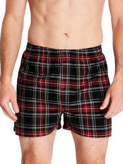 Joe Boxer men's flannel boxer red and black plaid with comfortable covered elastic waistband