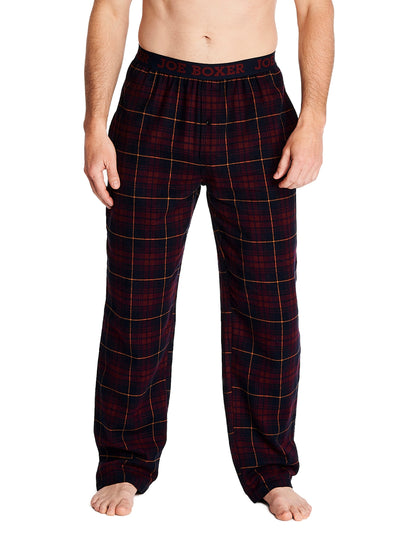 Joe Boxer men's flannel pants 100% cotton color blue and burgundy with comfortable logo waistband