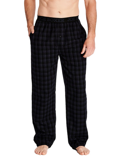 Joe Boxer men's flannel pants 100% cotton color black check with comfortable logo waistband