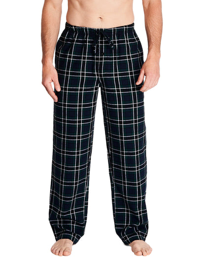 Joe Boxer men's flannel pants 100% cotton color green and white plaid with comfortable covered elastic waistband